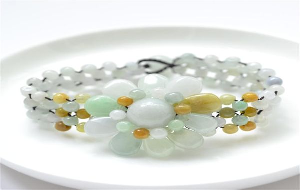 Burma Natural Jade Perle gewebtes Blumenarmband handgeschnitzte Schmuck Geschenke Whole7051662