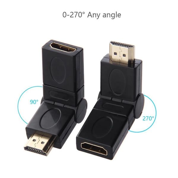 Novo adaptador compatível com rotação de 360 graus HDMI Male para feminino compatível com HDMI compatível com o adaptador feminino-para