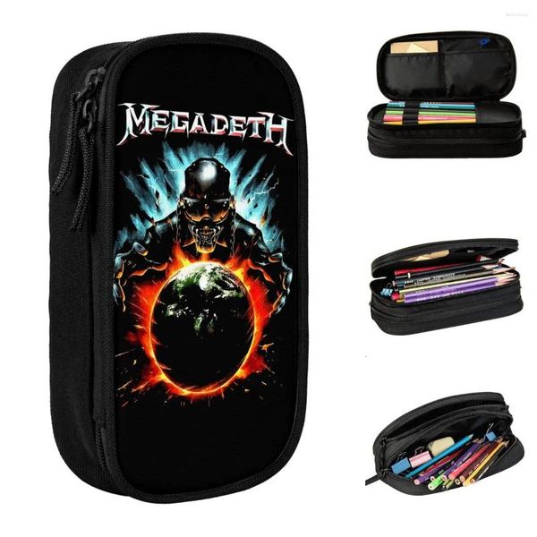 Metal Kole Mega Megadeths Rock Band Pen Box a doppio strato di grande capacità per bambini Prodotti scolastici Regalo di compleanno Bag di compleanno