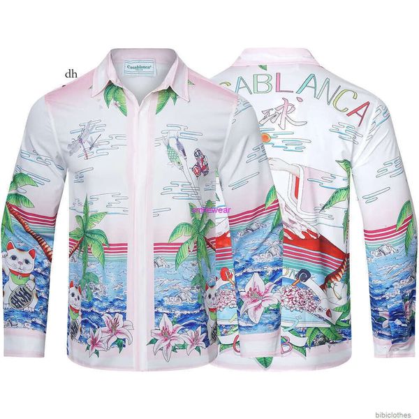 Casablanca Casa Blanca Casablanc Designer Herren Casual Shirts Strandhemd Fuji Berg Lucky Cat Billard drucken lose entspannte Langarm Männer Frauen VIPP 23