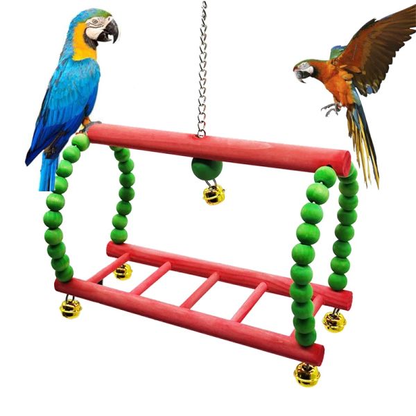 Toys Parrot Bird Toys Macaw escada pendurada com sinos mordes mastigar brinquedo de Natal decoração de gaiola cacatua stand rack swing pássaro de brinquedo pássaro de estimação