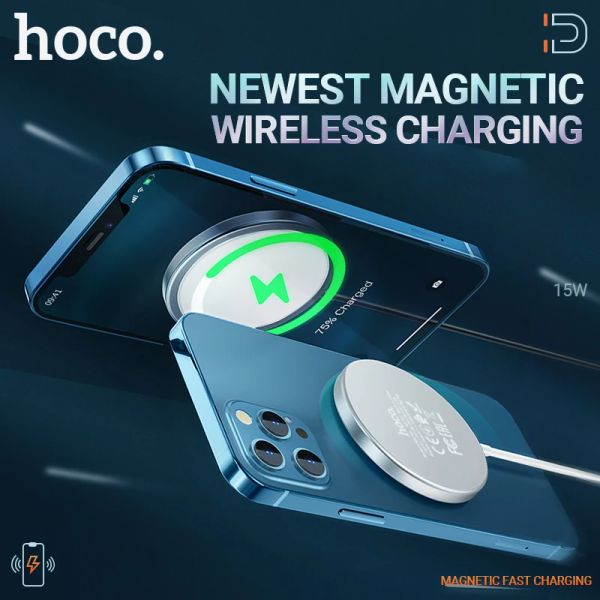 Carregador sem fio magnético HOCO HOCO 15W para iPhone 12 Samsung Huawei Headsets QI 5W 7,5W 10W Magnet Fast Charge Charging Pad Dock