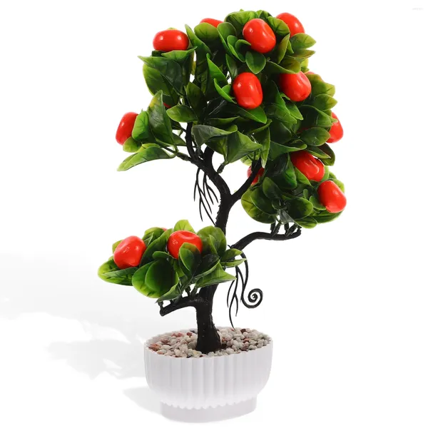 Flores decorativas Plantas artificiais Tree Fruit Tree Office Decor Simulation Bonsai Coffee Hand Home Fake