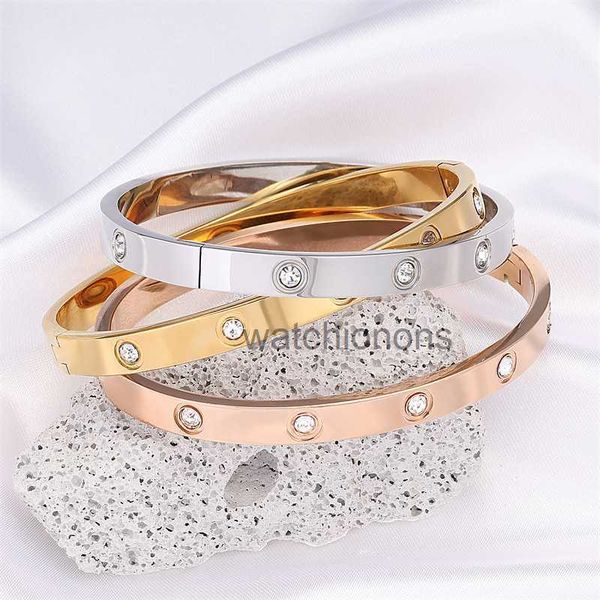 Hochwertiger Luxus -Armreifen Carter Großhandel Edelstahl Kubikzirkonia Öffnungsschraube Roségold Armband für Frauen Geschenke