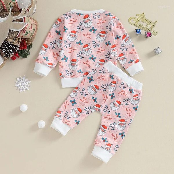 Roupas conjuntos de roupas infantis para criança roupas de Natal de menina longa camisas de manga longa calças de moletom de santa 2pcs outono inverno