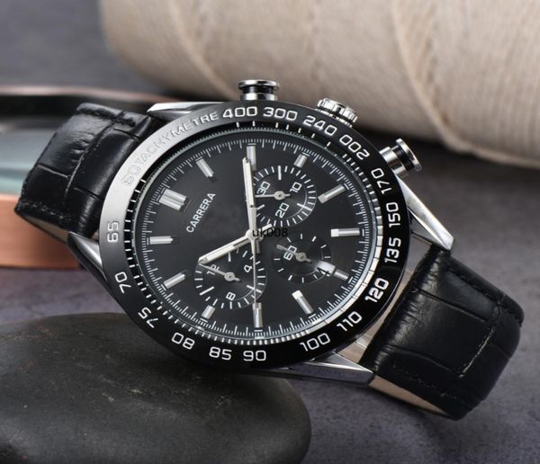 2022 Orologio da uomo di alta Hightend maschile Carrera Quartz Watch Boutique Boutique d'acciaio Watchband Odiani da polso da polso per cuoio Nero Strap4186372