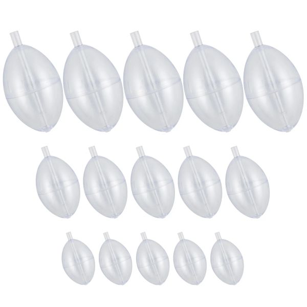 Acessórios 15pcs Pesca deslizam Bobbers Indicador de ataque PVC Plástico PVC Clear Float Slip Spin Spin Float Float Oval Float transparente