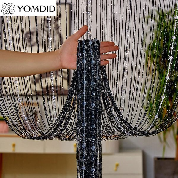 Cortina de cordas de miçangas de cristal de Yomdid 1x2 m TAUSEL Screen Door para Salon Wedding Party Decoration Sala de estar Divisor 240416