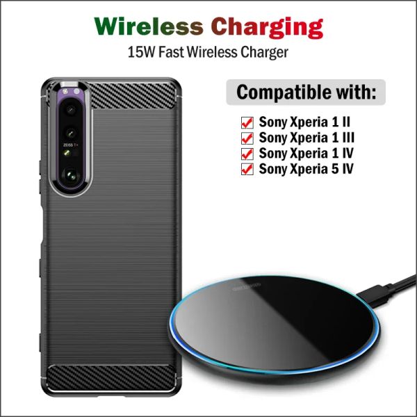 Chargers 15W Caricatore wireless Qi veloce per Sony Xperia 1 II III IV V 5 IV 5V Indicatore di ricarica wireless con cavo USB Custodia