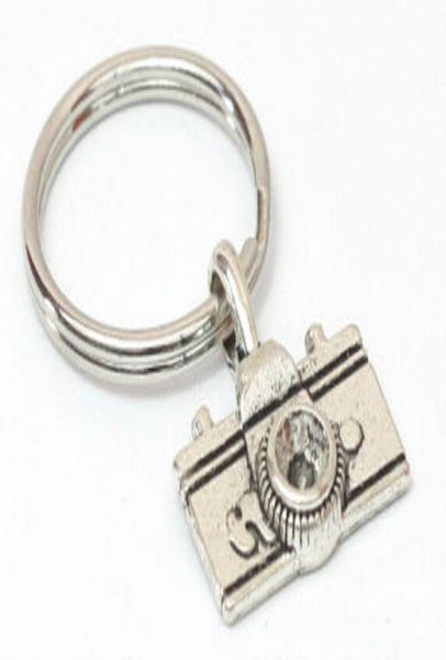 Quente 10pcs/lote jóias de jóias de vinha banhada Câmera de prata charme steampunk Keychain DIY Keyring Acessórios para férias presentes de férias S7563274665