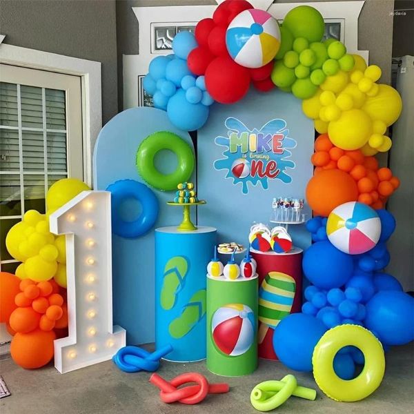 Decoração de festa 164pcs bola de praia balão tropical guirlanda arco piscina de verão decoração infantil aniversário casamento havaiano chá de bebê