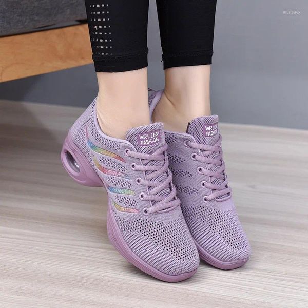 Casual Shoes Square Dance Net Jazz Navy weibliche Frauen Frauen Sport sanfte Boden Frau Lüftung Sneaker