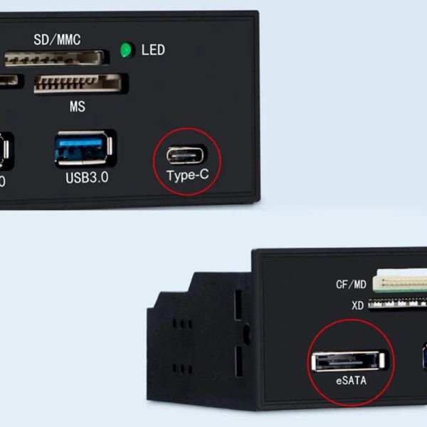 Hubs per pannello frontale per PC multiport per computer USB3.0/3.1 ESATA Supporto Typec SD/CF/TF/SDHC/MMC/SDXC/MD Schede Lettore Hub