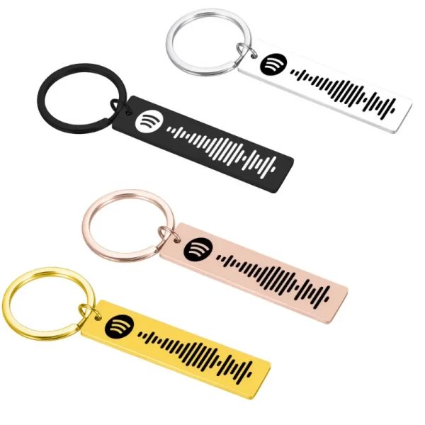 Catene Music personalizzata Spotify Scan Code Keychain for Women Uomini inossidabile Acciaio in acciaio Keyring Laser Incisione del laser Spotify Code Gioielli