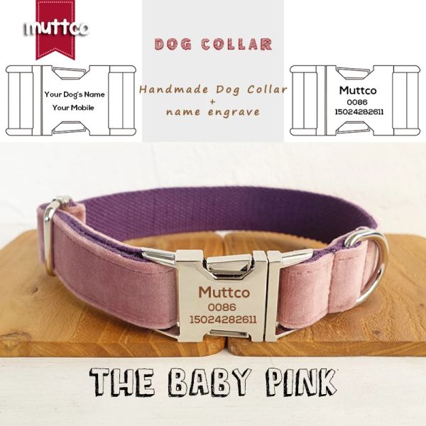 Collars Muttco Inciso per cani inciso per camminare per cani cane cucciolo cucciolo personalizzato Nome del baby rosa di allenamento di sicurezza UDC080