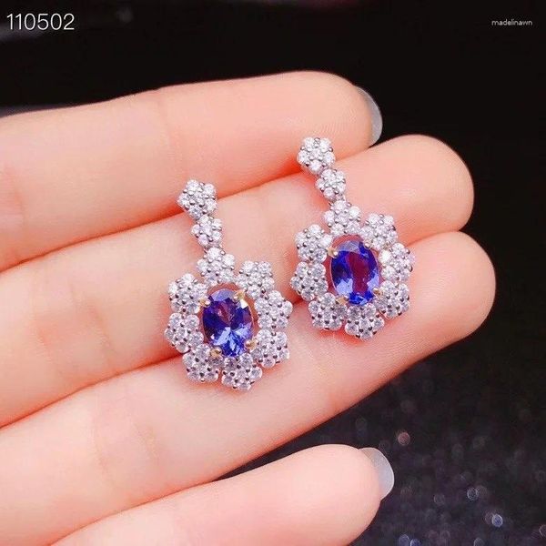 Stud Küpe Yıldönümü Hediyesi Doğal ve Gerçek Tanzanit Küpe 925 STERLING Gümüş Güzel Takı