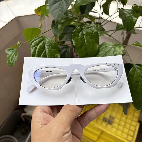 Óculos de sol enquadramentos de grife feminino de designer acetato branco olho de gato de tamanho médio