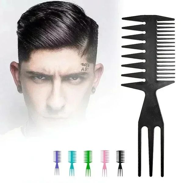 2024 Combos de dentes duplos profissionais peixes de peixe de osso escova de cabelo barbeiro tingimento de cabelo cortando pincel para colorir Homem de penteado- Ferramenta de cabelo duplo lateral penteados