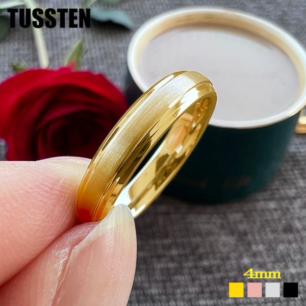 Anelli Tussten 4mm Best Seller Ring Men Women Classic Tungsten Wedding Band a passo con Spedizione gratuita