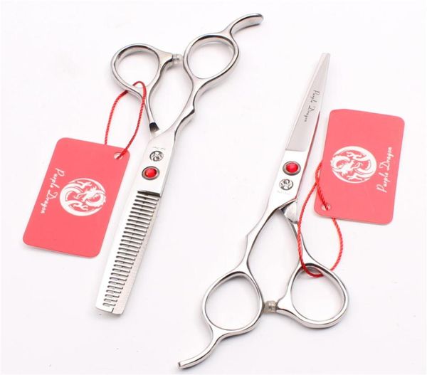 Z8000 55QUOT JP 440C Dragão roxo Red Stone Profissional Humano Human Scissors Barbers039 Corte tesouras de afinação à mão esquerda S3615708