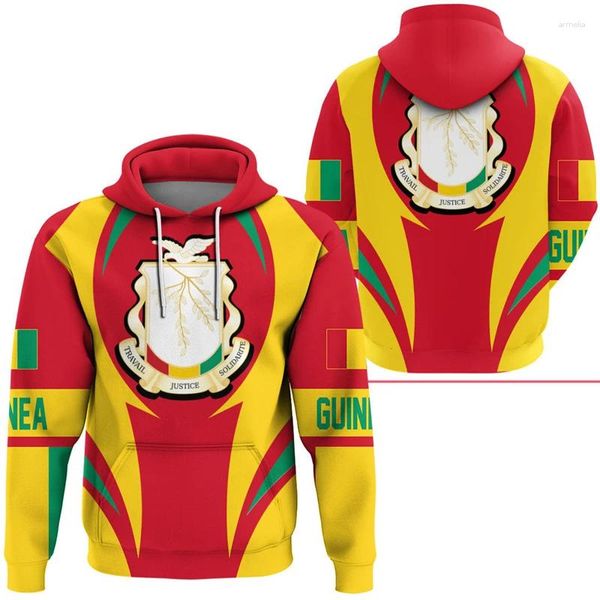 Herren Hoodies Africa Guinea Map Flag 3D für Männer Kleidung patriotischer Trainingsanzug Nationales Emblem Grafik Sweatshirts Männliche Jungen Tops