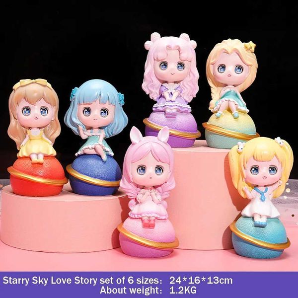 Blind Box 6 Style Starry Love Series Figure Blind Box Crianças Toys Doll Boned Anime Figura Amante Parentes Presos de férias Y240422