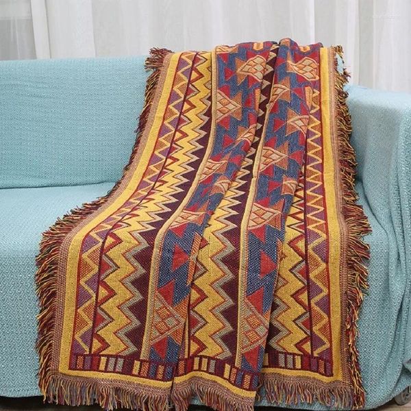 Decken Böhmen im Stil gestrickter Baumwolldecke Sofa Abdeckung Geometer