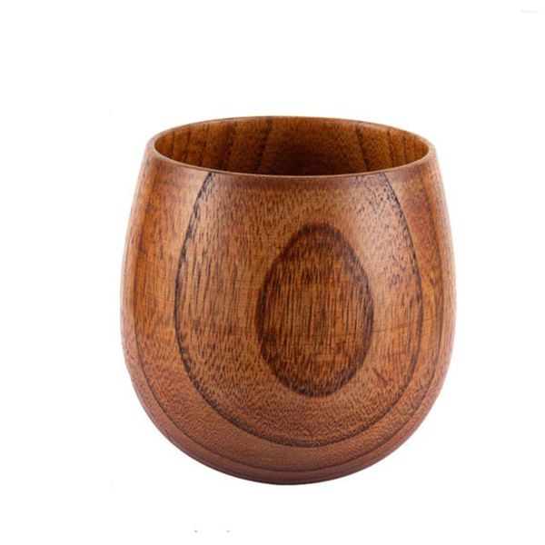 Tazze di piattini generose capacità di legno grande pancia tazza di tè tavoli da tè da tè a prova di scottatura a mano marrone 130/170/240 ml