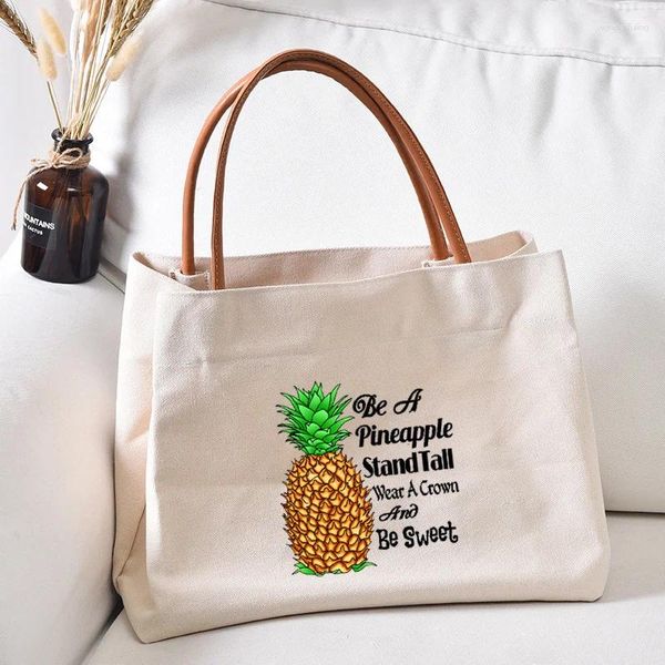 Bolsas de compras Pineapple Funny Impresso Mulheres Lady Beach Bag Tote Bolsa Bolsa Trabalho Presente para Drop Friend