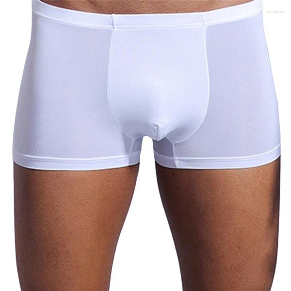 MUITAS PONTES SEXY MAN BOXER Brand Solid Color Men Breathable Silk confortável boxeadores de roupas íntimas