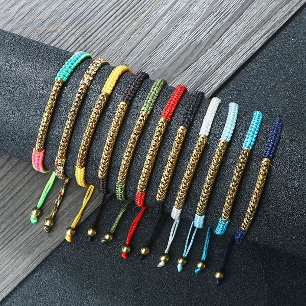 Strands Vintage Bold Tube Spacer Bracciale intrecciato Bracciale Nylon Fili in nylon Couple Braccialebangano a mano Pulsera Regolabile fatta a mano