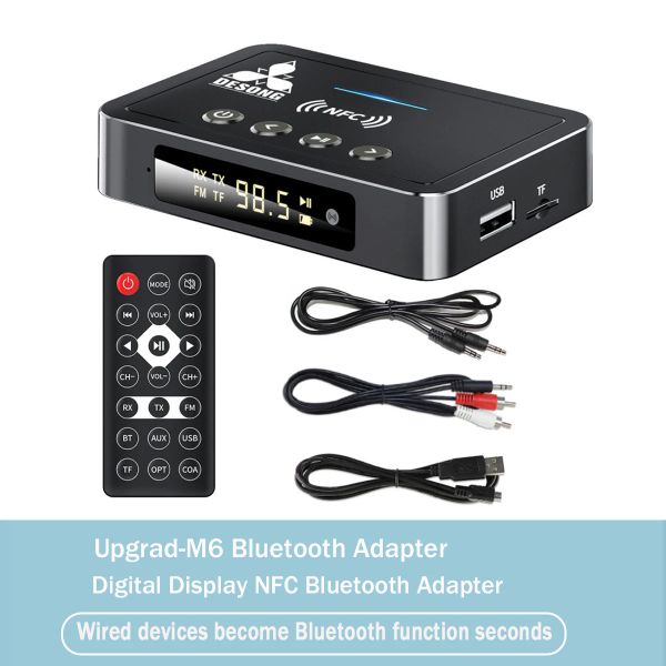 Adapter M6 Bluetooth 5.0 Senderempfänger Adapter Audio 3 in 1 Bluetooth -Audioadapter 3,5 mm Aux RCA Optical USB HiFi Stereo Music