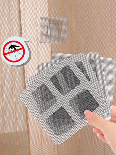 136pcs 10cm10cm Cortina de cortina Reparação da janela Patch adesivos de segurança para bebês Anti -mosquito NET CORTINAS SHEERA 240416