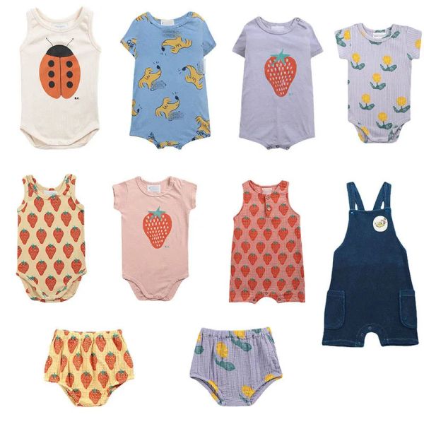 Pieces Baby Brand Rodper para Summer Cute Strawberry and Dog Pattern One peça Criança menino e menina Linda