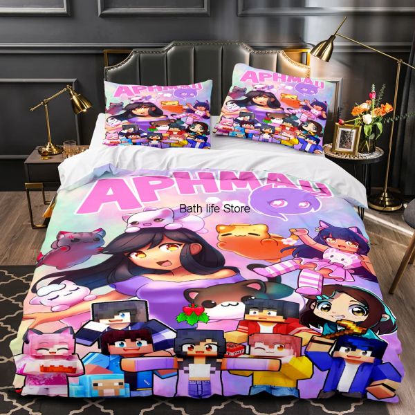 Conjunta Hot Aphmau Bedding Conjunto único Game Size de Tamanho Aphmau Conjunto Aphmau Conjunto Infantil DuvetCover DuvetCover 001