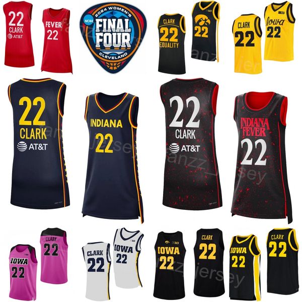 Uomini per bambini donne Indiana Fever Jersey 22 Caitlin Clark Skirt College Basketball Iowa Hawkeyes Hannah Stuelke Kate Martin Sydney Affolter Molly Davis 2024 Final Four