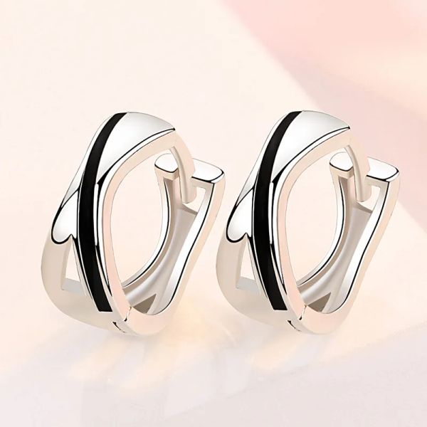 Ohrringe Neu 925 Sterling Silver Hoop Ohrringe Schwarzes Muster Ohrringe Frauen Mode koreanischer Silberschmuck Heißverkauf Schmuck