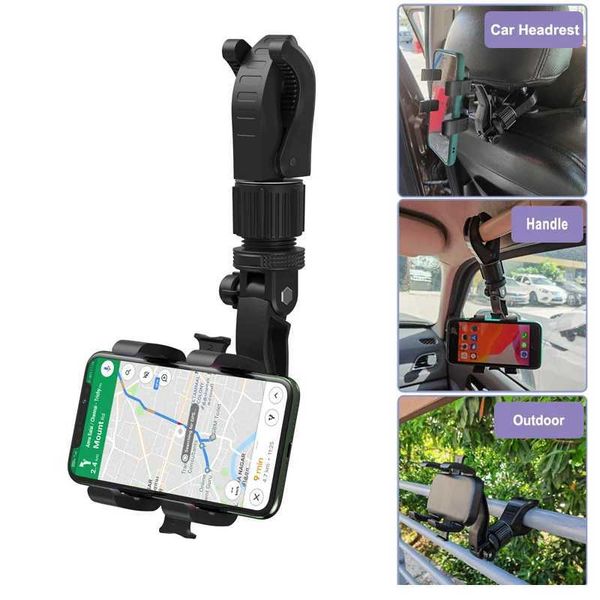 Phone celular Montagens de suporte 2022Niversal Multifuncional portador de celular Moblio Multifuncional CLIP Ajuste Bracket Retroce espelho para o assento do carro traseiro do carro Y240423