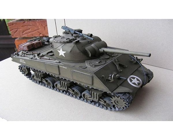 125 Ölçekli WW II US M4A3 Orta Tank Modeli DIY 3D Kağıt Kartı Binası Eğitim Askeri Model Oyuncaklar1737075