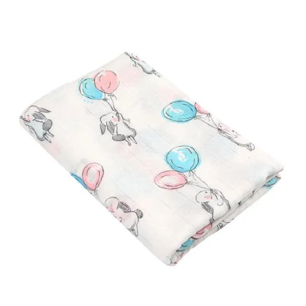 Sets Tadomuslin 100% Bambusfaser Musselin Babydecke Kaninchenballons Swaddle Wrap Neugeborene Decken 120x120 cm Badetuch Bettwäsche