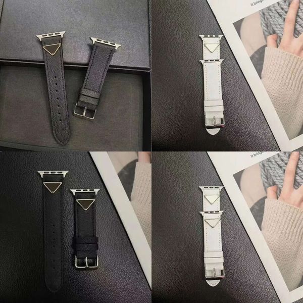 Designer Fashion Watchbänder Armband Apple Watch Band 42 38 40 41 44 45 49 mm iwatch 8 7 6 5 4 3 2 Bänder für Mann und Frau weiße Lederbriefbilder s s