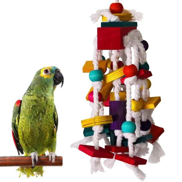 Toys Haustier Vogel Kaut Spielzeug Wattestäte Seil Papageien Spielzeug Bissbrücke Bird Risse Spielzeug Cockatiels Training Hang Swings Vögel Käfiglieferungen