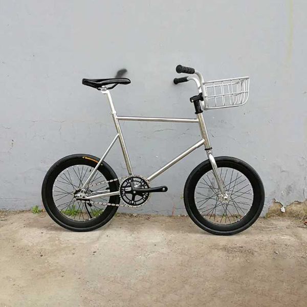 Bisikletler 20 inç bisiklet tek hızlı retro bisiklet fixie vintage çelik çerçeve mini bisiklet şehir işleri işe gidip gelme y240423