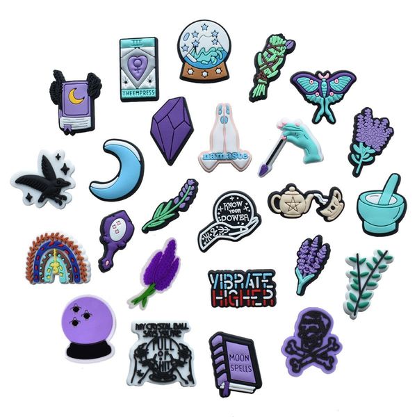 Accantina anime Memorie d'infanzia all'ingrosso Memorie d'infanzia Purple Witch Funny Gift Charms Accessori per scarpe Accessori per scarpe Pvc Fibbia di gomma morbida Gamma fascia