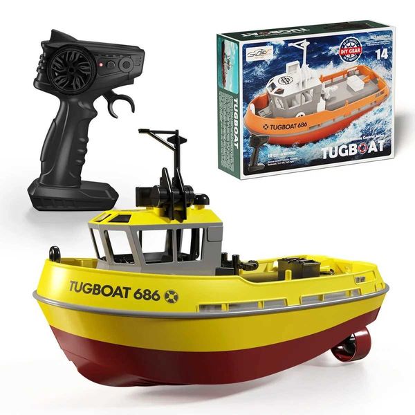 Elektrische/RC -Boote Neu 686 RC -Boot 1/72 leistungsstarke Dual Motor Wireless Radio Contrat Shipboat 2.4 g Elektrische Fernbedienung Tugboat Modellspielzeug für Boy T240422