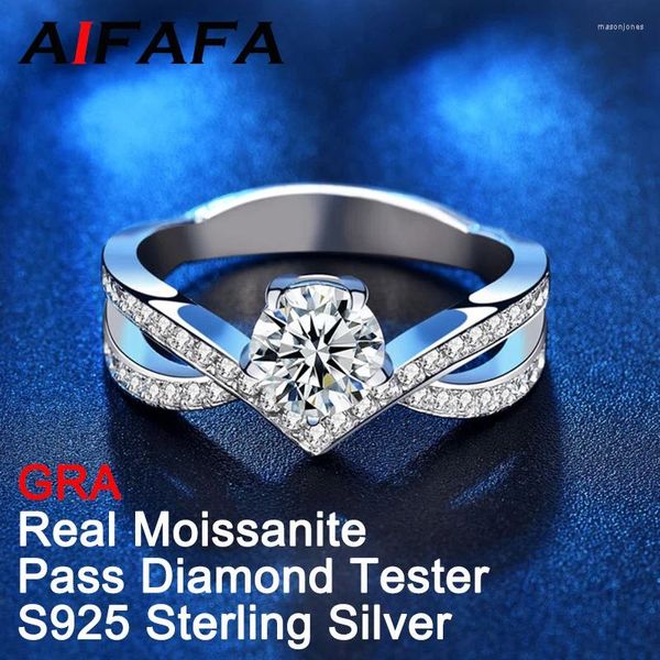 Кластерные кольца Aifafa 925 Fine Silver 1 Реал -мойссанитовая корона Высококачественное предложение предложение обручальное кольцо с бриллиантами