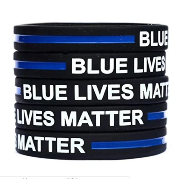 Pulseiras estilos policiais vidas azuis matemplas de pulseiras pretas linha azul de silicone pulseiras de borracha de borracha por atacado