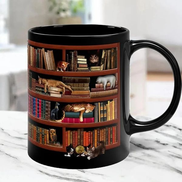 3D libreria di libreria libreria tazza di design gatto club novità citazione motivazionale del caffè durevole 240418
