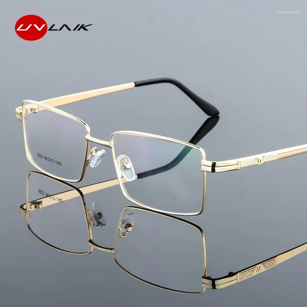 Sonnenbrillen Rahmen uvlaik Square Titangläser Rahmenlegierung dicke Brille Frauen mit Metallplattierte Brillenmann Frau männliche Ersetzungslinsen ersetzt