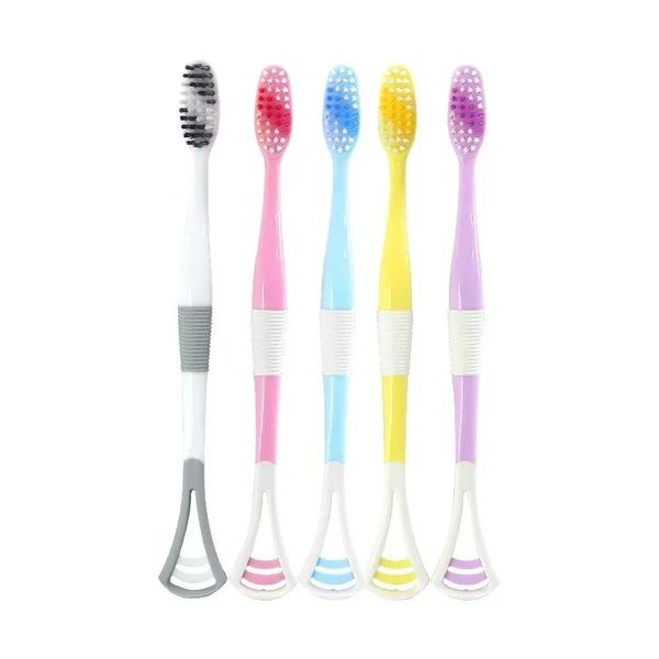 Raspador de dentes de dentes de silicone 8 bastões de escova de dentes para remover o mau hálito de bambu dupla bambu-bambu escova de dentes de cerdas macias